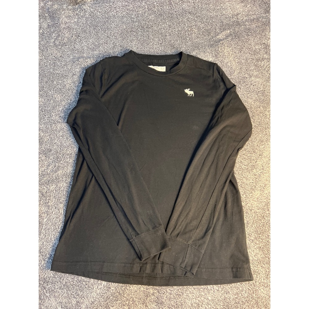Abercrombie Kids Boys Black Long Sleeve Moose Logo Tee Shirt Size 13/14 Large